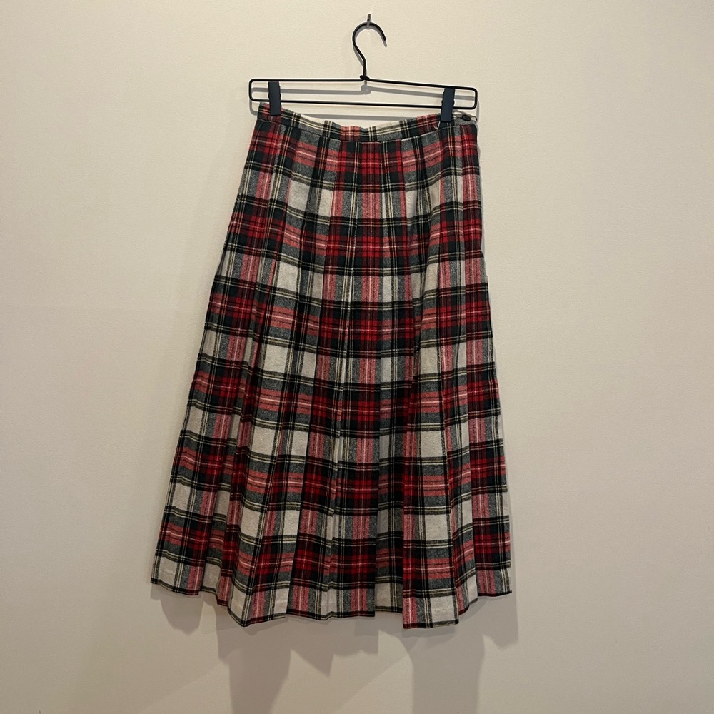 Michele Red and Black Plaid Midi Skirt